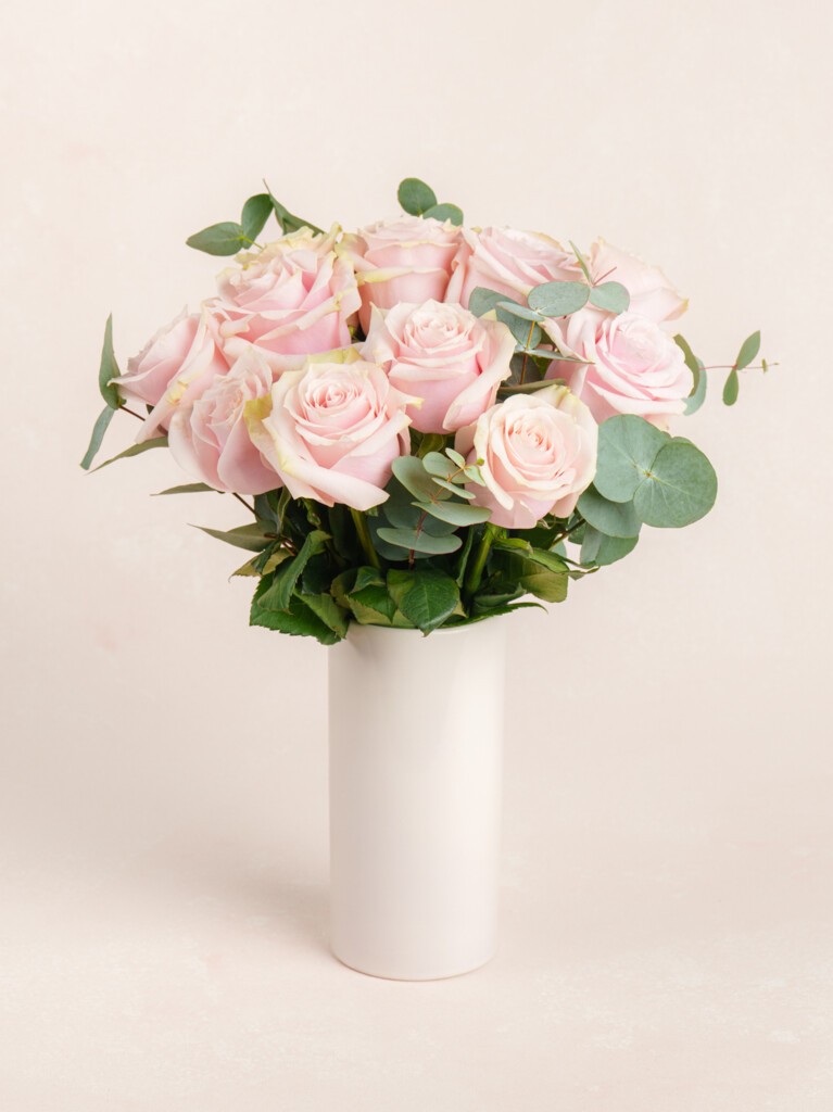 English Rose Arrangement — classic red and white roses